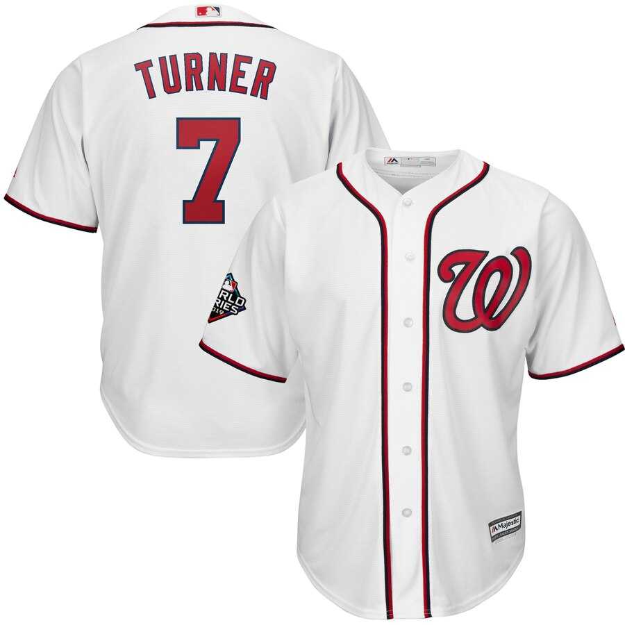 Nationals 7 Trea Turner White 2019 World Series Bound Cool Base Jersey,We sell and wholesale Nationals 7 Trea Turner White 2019 World Series Bound Cool Base Jersey on line form chian!